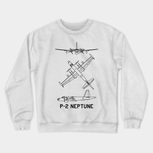 P-2 Neptune American Anti-submarine Warfare Aircraft Schematic Blueprints Crewneck Sweatshirt